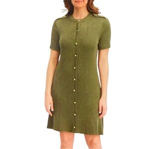 French Connection Women's Olive Green Short Sleeve Mini Sweater Dress - Size: S